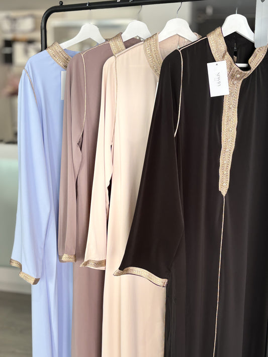 Abaya fête col Mao
